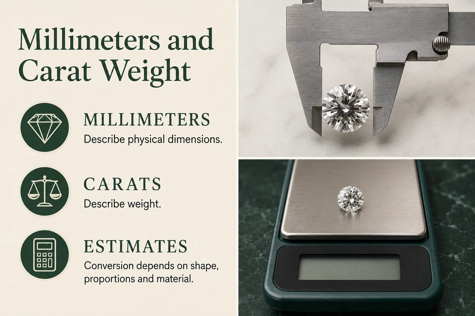 MM to Carat Weight Conversion: Describe physical dimensions. Describe weight.