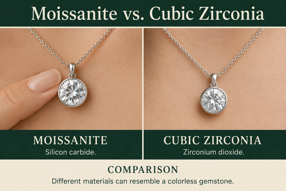Moissanite vs. Cubic Zirconia: Moissanite vs. Cubic Zirconia Silicon carbide.