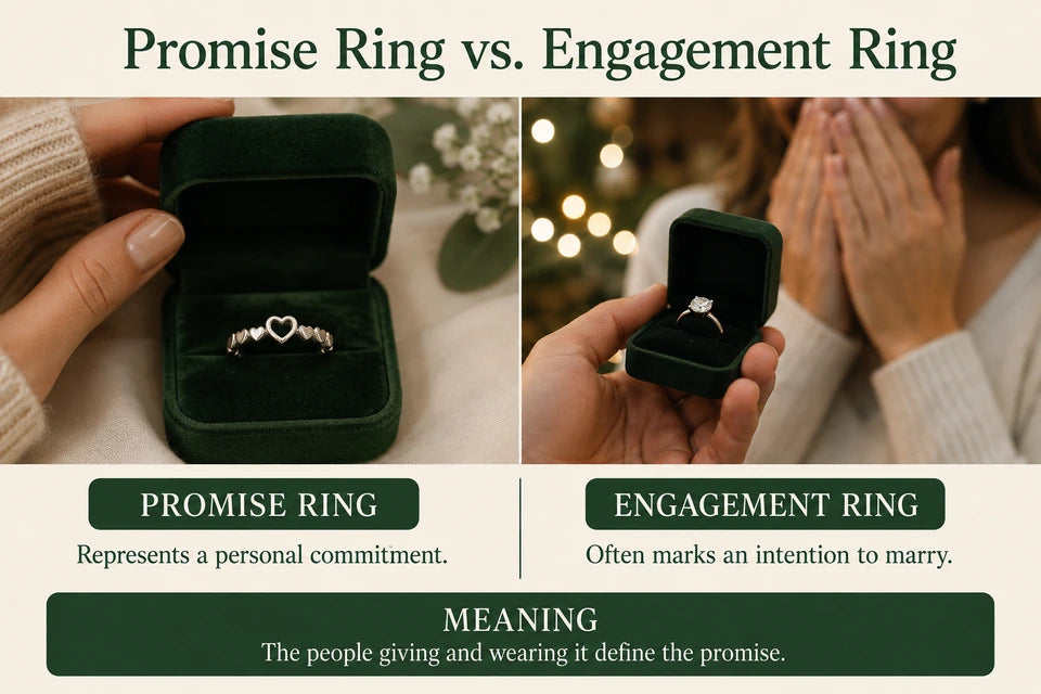 Promise Ring vs. Engagement Ring: Promise Ring vs. Engagement Ring Represents a personal commitment.