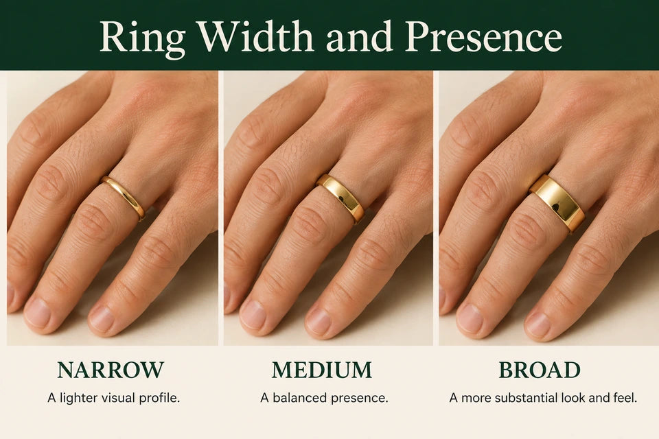 Ring Width Guide: A lighter visual profile. A balanced presence.