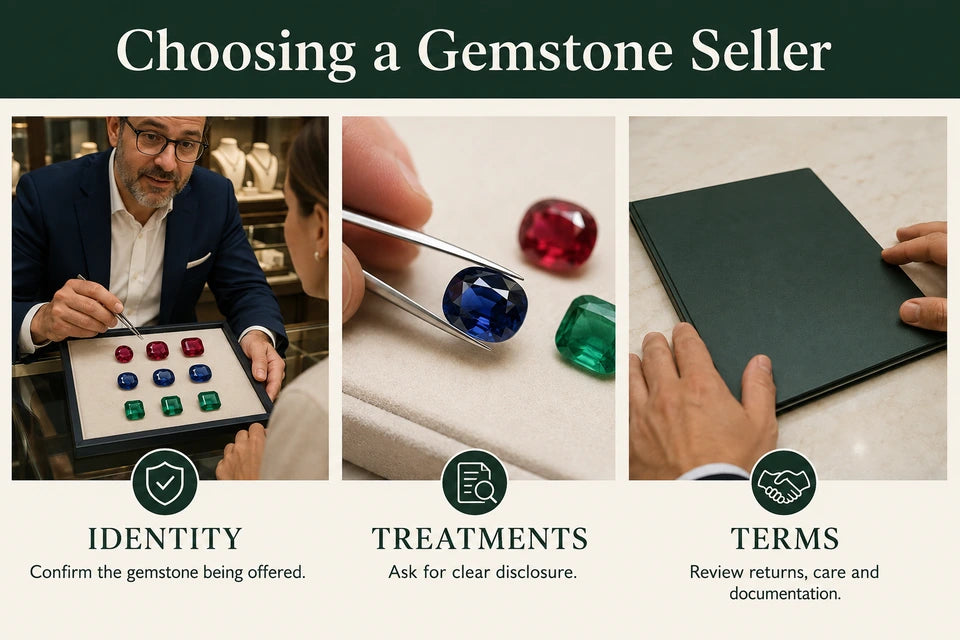 The Best Places to Buy Gemstones in 2026: Confirm the gemstone being offered. Ask for clear disclosure.