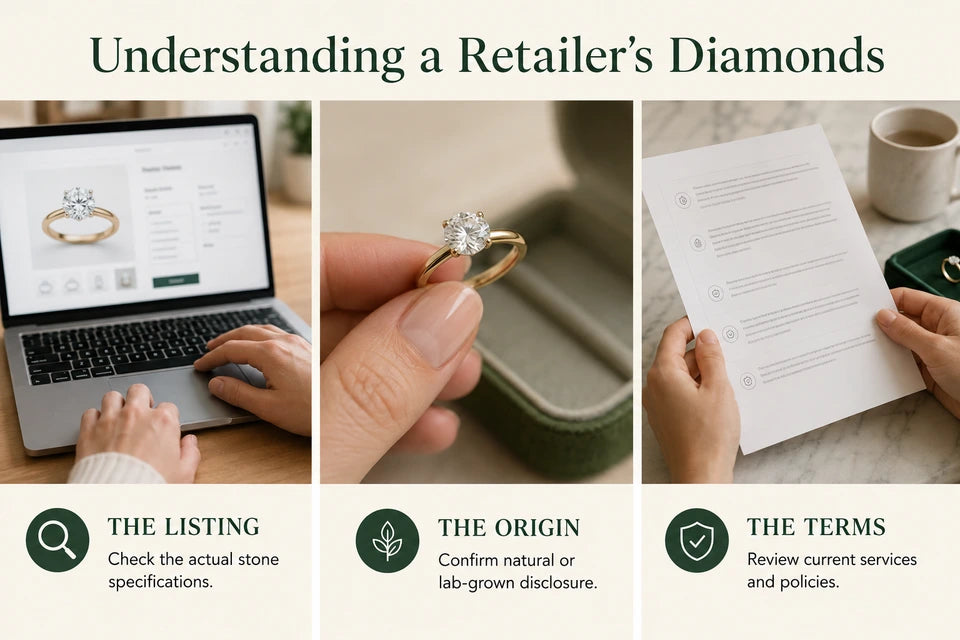 What Are Brilliant Earth Diamonds?: Check the actual stone specifications. Confirm natural or lab-grown disclosure.