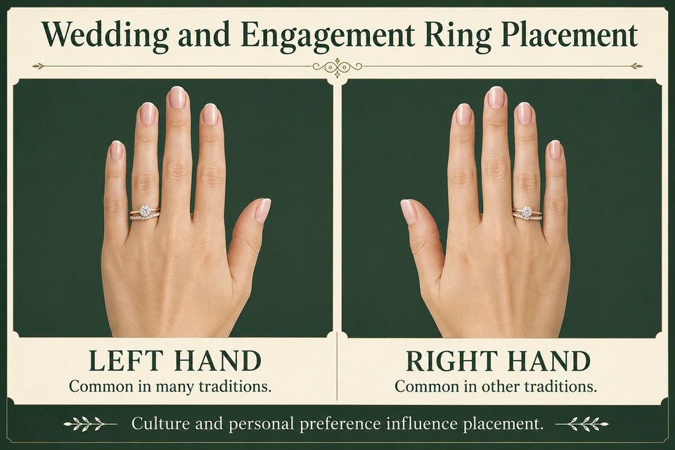 What Hand Does a Wedding Ring and Engagement Ring Go On?: Common in many traditions. Common in other traditions.