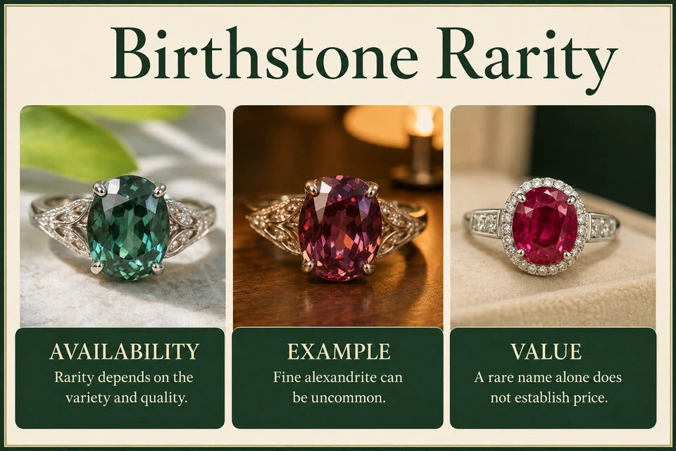 What Is the Rarest Birthstone?: Rarity depends on the variety and quality. Fine alexandrite can be uncommon.