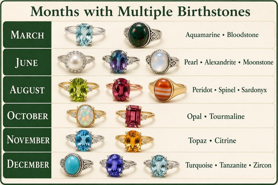 What Months Have Two or More Birthstones?: 