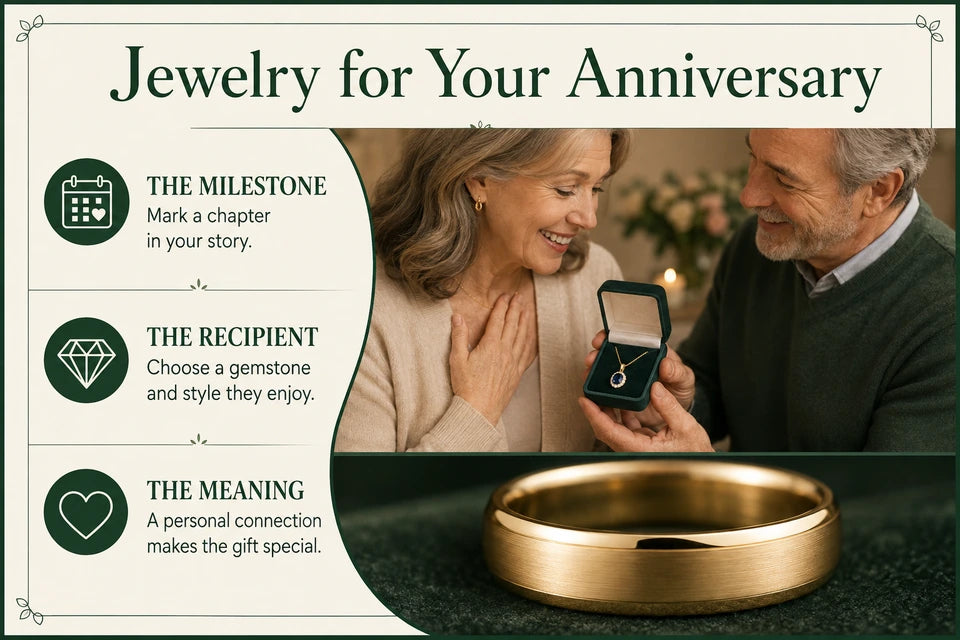 Anniversary Gemstone Guide: Mark a chapter in your story. Choose a gemstone and style they enjoy.