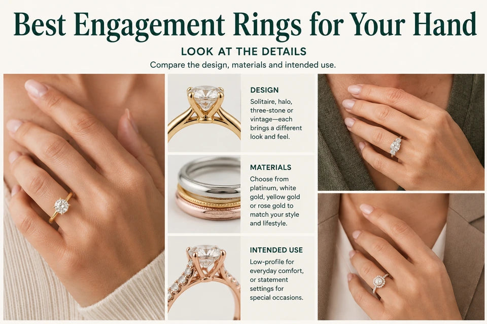 Best Engagement Rings for Your Hand: Compare the design, materials and intended use.