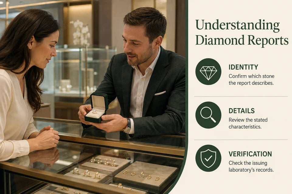 Diamond Certification Guide: Confirm which stone the report describes. Review the stated characteristics.