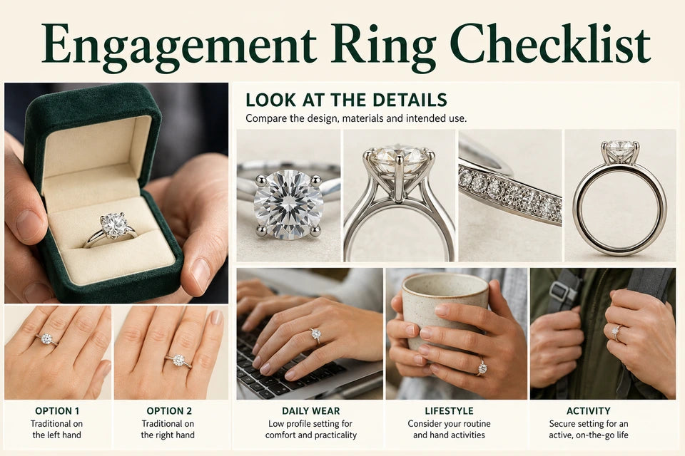 Engagement Ring Checklist: Compare the design, materials and intended use.