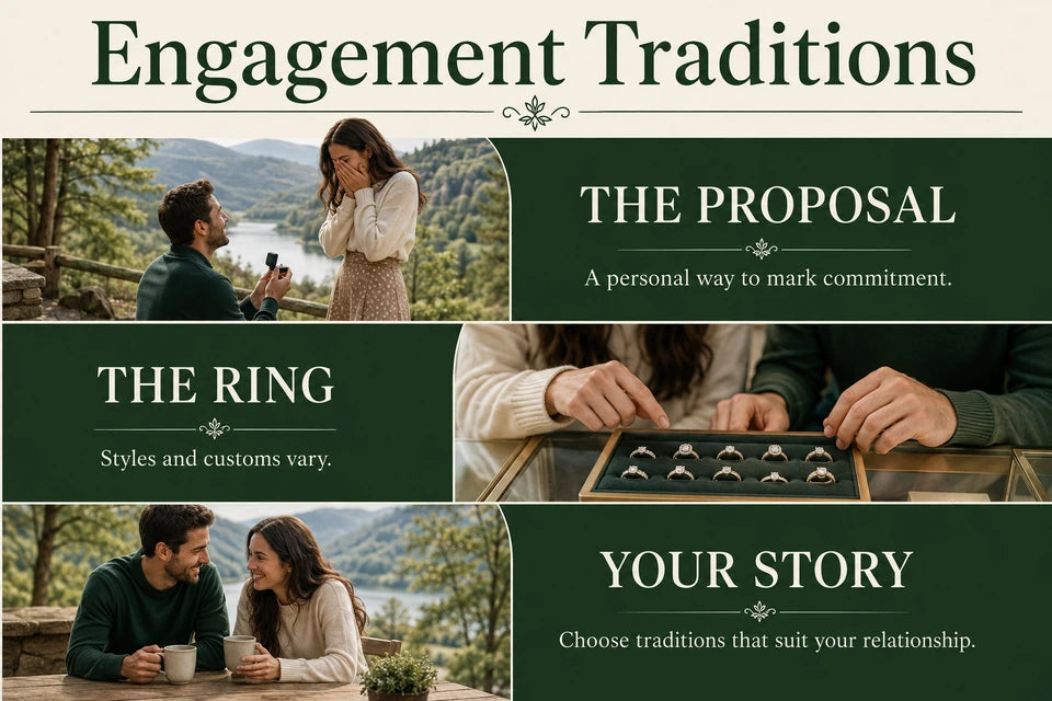 Engagement Ring Traditions: A personal way to mark commitment. Styles and customs vary.