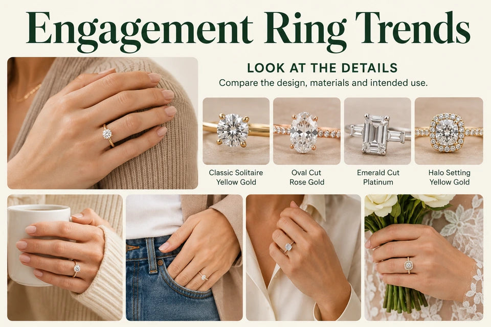 Engagement Ring Trends: Compare the design, materials and intended use.