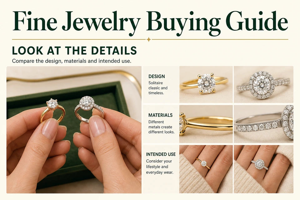 Fine Jewelry Buying Guide: Compare the design, materials and intended use.