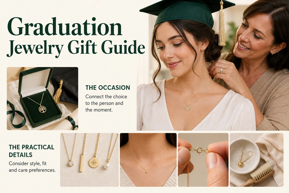 Graduation Jewelry Gift Guide: Connect the choice to the person and the moment. Consider style, fit and care preferences.