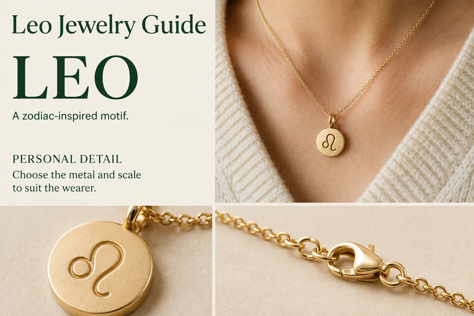 Leo Jewelry Guide: A zodiac-inspired motif. Choose the metal and scale to suit the wearer.