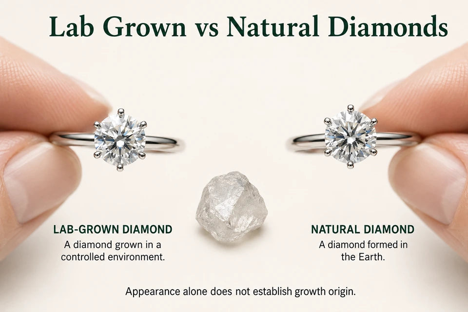 Lab Grown vs Natural Diamonds: A diamond grown in a controlled environment. A diamond formed in the Earth.