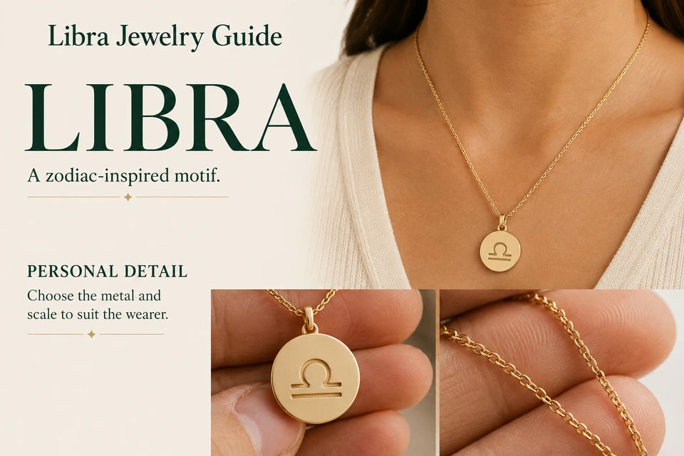 Libra Jewelry Guide: A zodiac-inspired motif. Choose the metal and scale to suit the wearer.