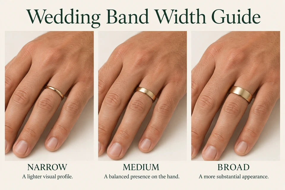 Wedding Band Width Guide: A lighter visual profile. A balanced presence on the hand.