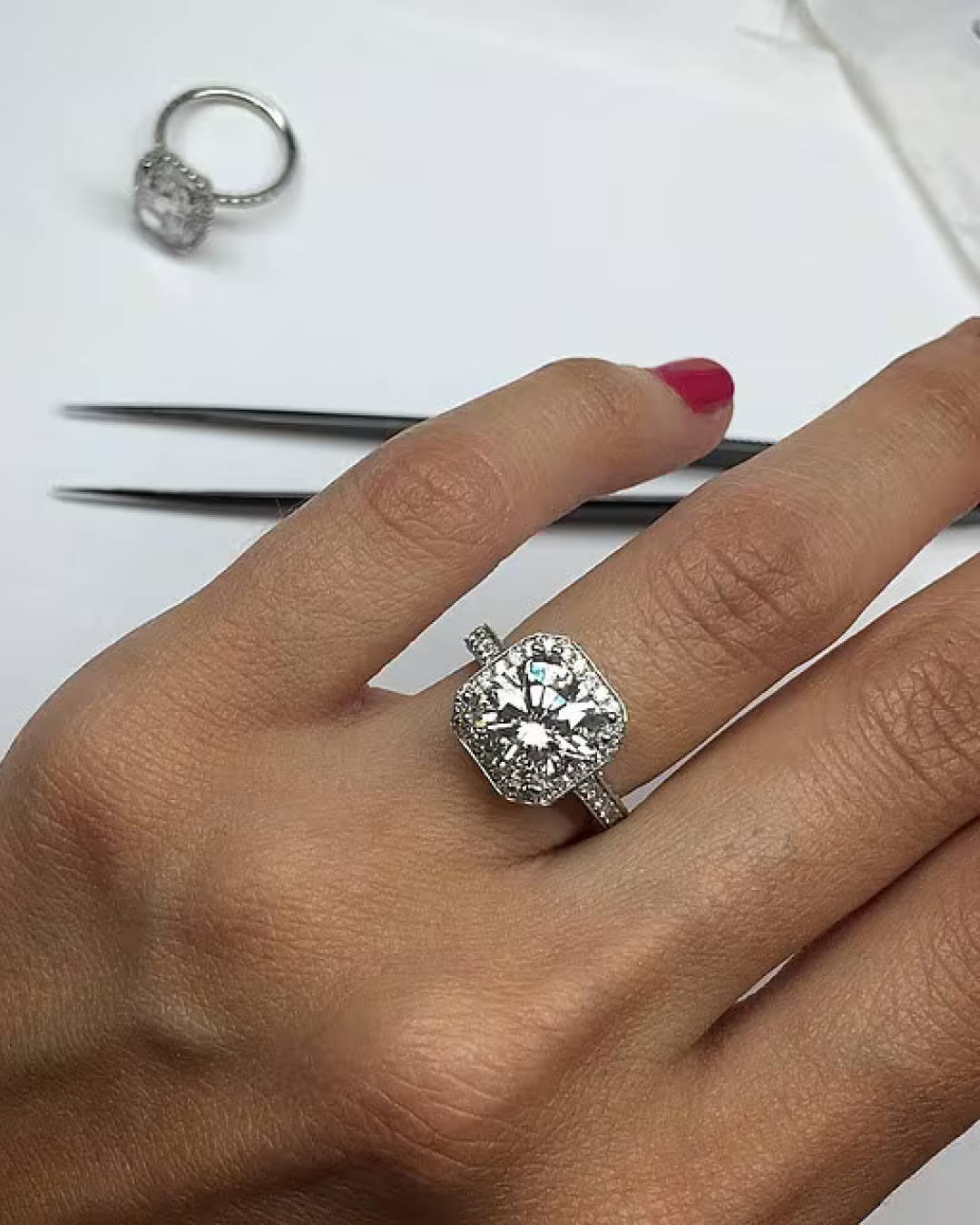 Diamond ring on hand